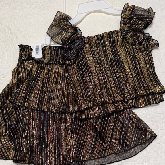 btween Gold and Black Striped Kids Ruffle 2 piece - Picture 1 of 4